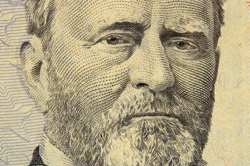 president grant face on the fifty dollar bill