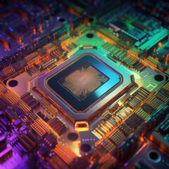 Fototapeta premium electronic circuit board with processor