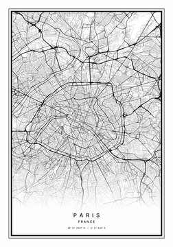 Paris France Map Wall Art