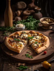 pizza with mushrooms and cheese