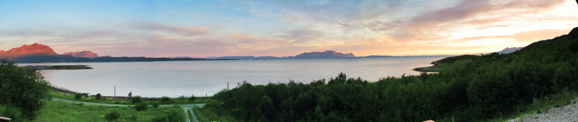 Fototapeta na wymiar Panoramic from the Island Andørja in Nortern part of Norway
