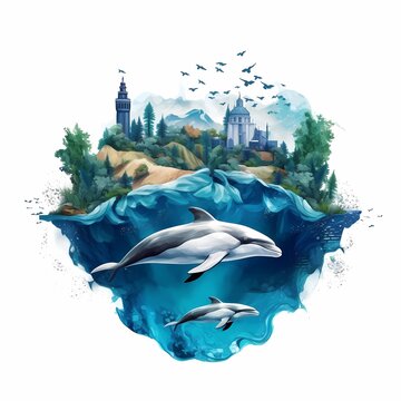 World oceans day helps to protect and conserve world oceans. June 8. Illustration. Ai generated.