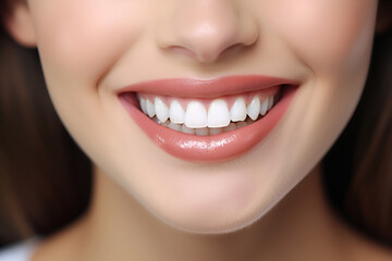 A woman's snow-white smile with perfectly straight teeth