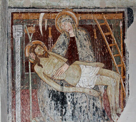 Pietà e strumenti della passione; affresco nella chiesa del monastero di San Pietro in Lamosa (Brescia)