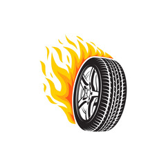 Vector fire wheel logo design template illustration