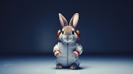 Fototapeta na wymiar Adorable Astronaut Bunny: Tiny Marvel in Dramatic Cinematic Lighting - A Captivating Fusion of Cuteness and Cosmic Ambiance - Astronaut Bunny Background Wallpaper created with Generative AI Technology
