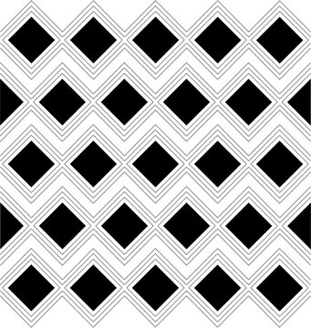 Vector Seamless Black and White zikzak and square Shapes, Grid Pattern. Geometric Background Design
