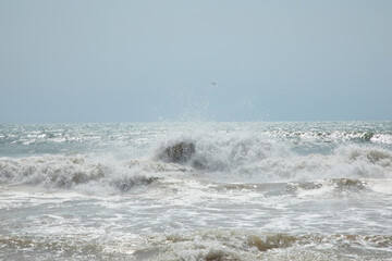 Ocean Coast with waves background. Travel holiday sea concept