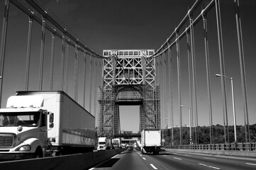 Truck traffic on the George Washington Bridge over the Hudson River