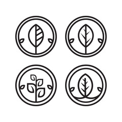 Vector leaf and circle line logo design template illusteation