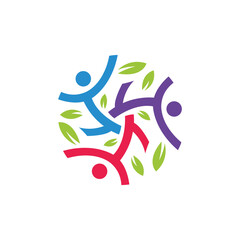 Vector human and leaves logo design template