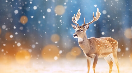 Deer with antlers. Deer Christmas. Christmas, Banner, Copy Space