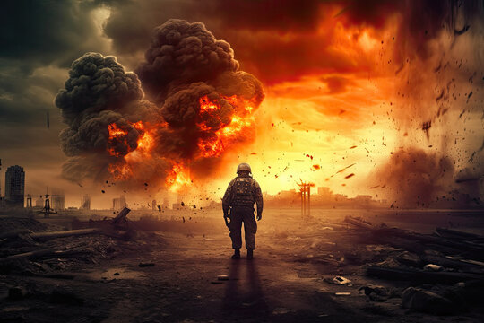concept of modern war created with Generative AI technology