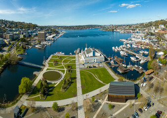 South Lake Union from Above- Wide Angle Aerial View, Seattle