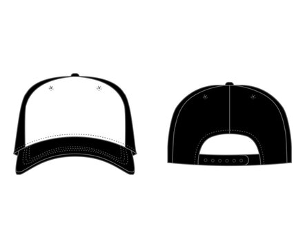 Blank black Trucker Hat Vectorize for designers, Front and Back View