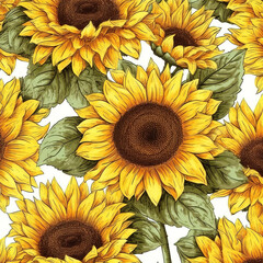 Beautiful sunflower motif pattern illustration