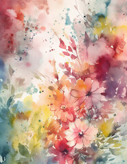 Obraz na płótnie Canvas Beautiful flowers watercolor illustration pattern 