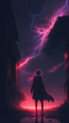 Anime, Anime Wallpaper, Anime pfp, iPhone Wallpaper, Alone Wallpaper, Silhouette, generative AI