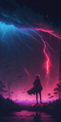 Anime, Anime Wallpaper, Anime pfp, iPhone Wallpaper, Alone Wallpaper, Silhouette, generative AI