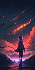 Anime, Anime Wallpaper, Anime pfp, iPhone Wallpaper, Alone Wallpaper, Silhouette, generative AI