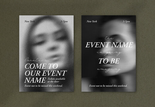 Set of Two Event Posters with Bold Typography