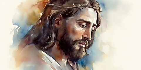 Religious spiritual illustration background faith art prayer christianity digital artwork jesus christ god holy saint saviour disciple christian bible biblical scene meditation generative AI image