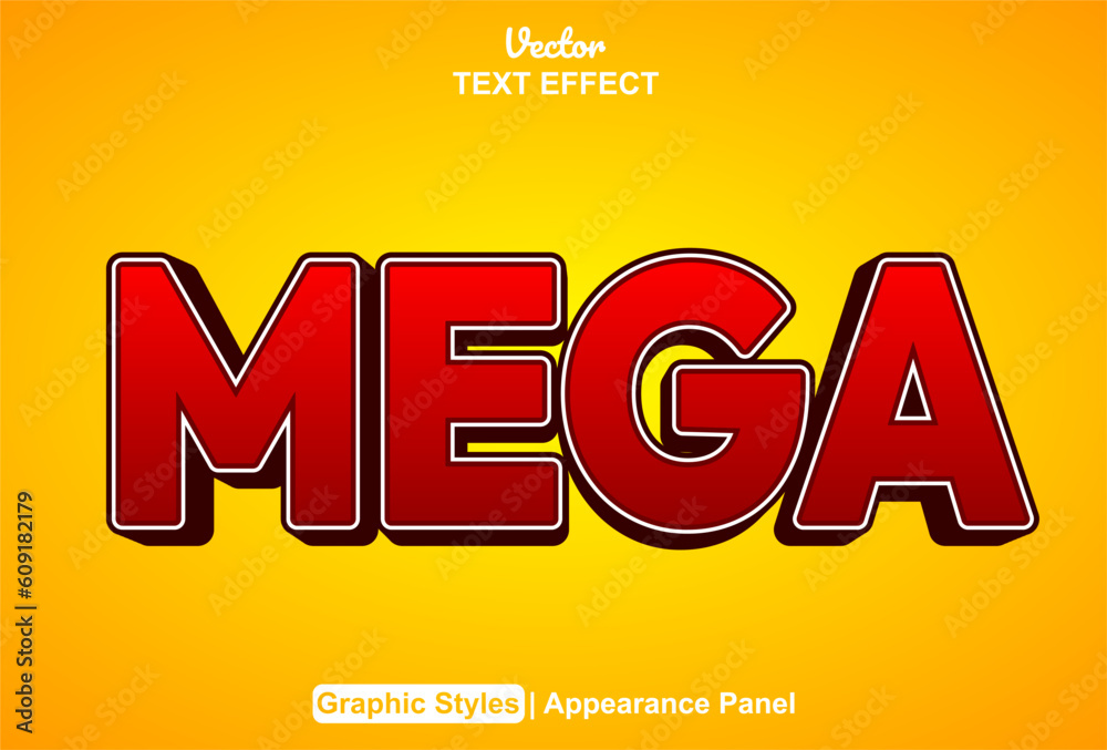 Fototapete mega text effect with red color graphic style and editable.