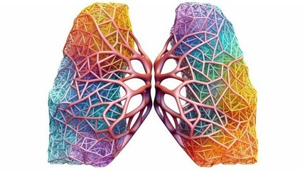 the lungs enveloped in plants and flowers of bright colors. Health Concept. background of healthy lifestyleped
