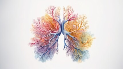 the lungs enveloped in plants and flowers of bright colors. Health Concept. background of healthy lifestyleped