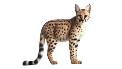Serval isolated on transparent background created with generative AI technology