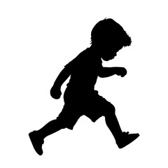 silhouette of a child, walking boy