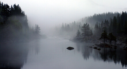 Fototapeta na wymiar Fog In Norway