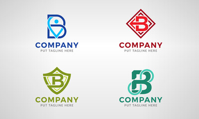 Set of abstract modern creative letter B logo design template