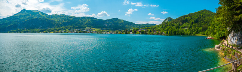 Lake Wolfgangsee on a sunny day in summer