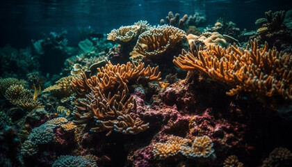 Fototapeta na wymiar Colorful aquatic life thrives in tropical reef generated by AI