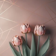 Tulip Backdrop Whispers: Contemporary Rose Gold with Diamond Radiance - Blend of Modern Sophistication and Dazzling Brilliance Background - Tulip Wallpaper created with Generative AI Technology