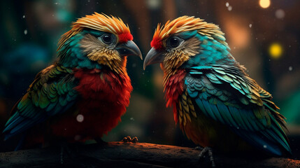 Fototapeta na wymiar Beautiful two bird. Generative AI