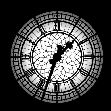 Big Ben Black And White Silhouette Clock