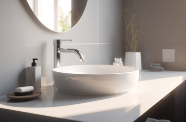 Fototapeta na wymiar White Vanity Counter Design For Bathrooms