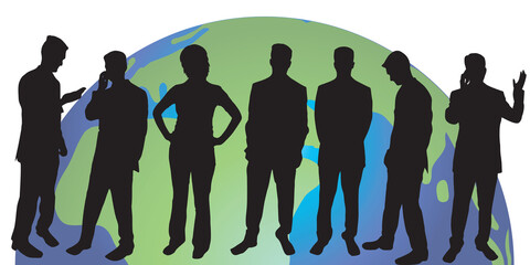 A group of business people silhouettes