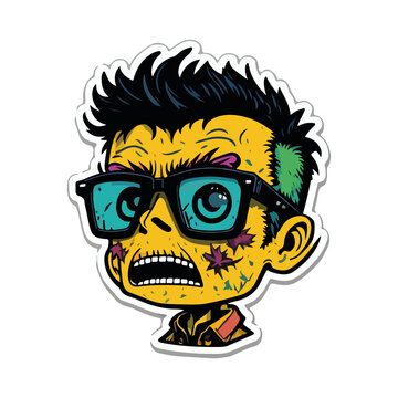 vector image of a male zombie with sticker type glasses