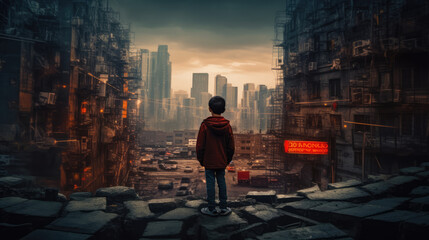 Fototapeta premium Teenager engrossed in their smartphone, showcasing the digital age and the power of social media. Generative AI