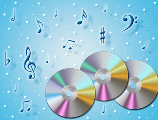 An illustration about music CD and melody in the air