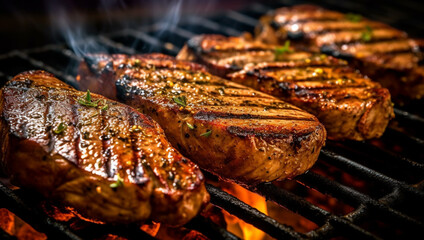 Grilled pork or beef steaks 