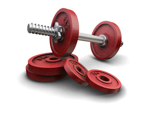 Obraz na płótnie Canvas 3D render of weight lifting weights