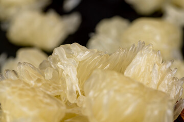 peeled and divided into small pieces ripe pale yellow pomelo