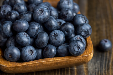 Ripe blueberries on the table