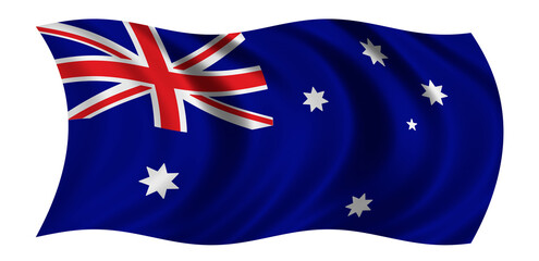Flag of Australia waving in the wind - clipping path included