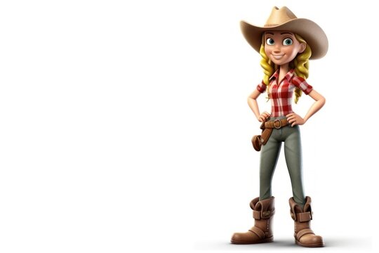 Caucasian Anime Woman Farmer White Background Isolated Very Happy With Copyspace Generative AI
