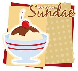 Illustration of an ice cream Sundae sign.